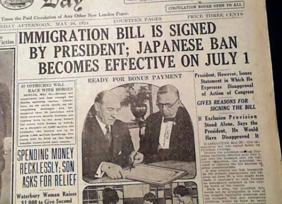 החוק להגבלת הגירה עבר בשני בתי הקונגרס האמריקאים היום לפני 99 שנים